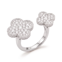 Pavé Floral Clover Between The Finger Ring