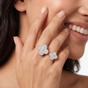 Pavé Floral Clover Between The Finger Ring