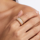 Perlée 3 Row Pavé Beaded Ring