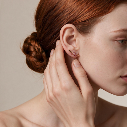 Rose Gold Pink Pavé Knot Earrings