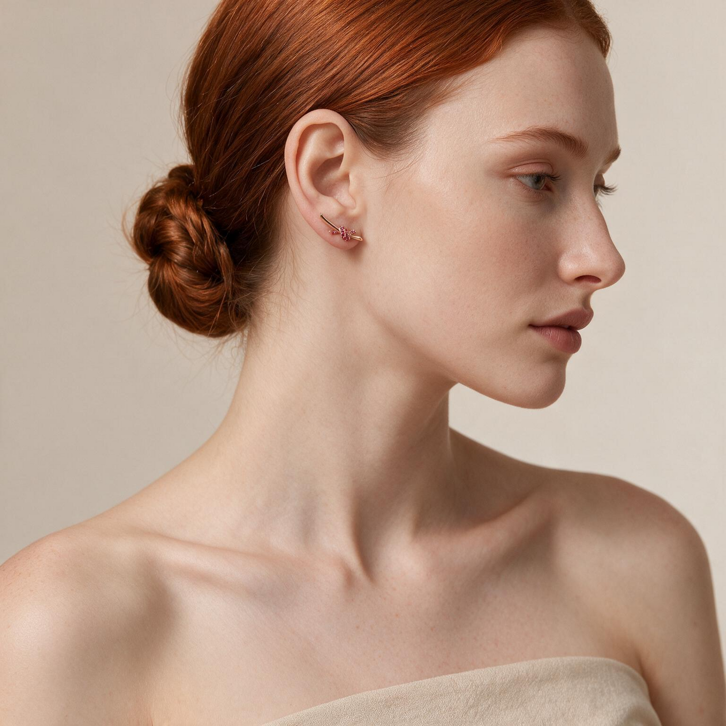 Rose Gold Pink Pavé Knot Earrings