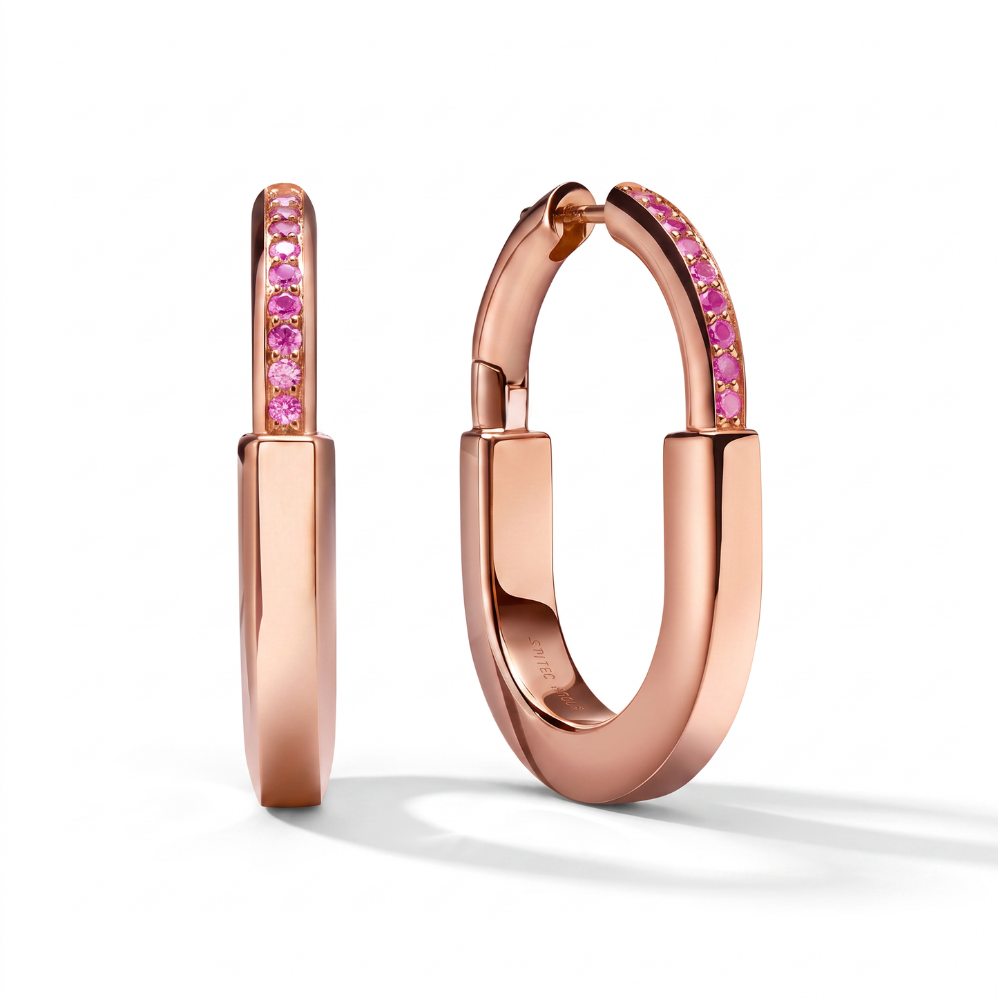 Rose Pavé Medium Lock Hoop Earrings