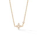 Rose Tone  Flower Blossom Pave Petal Necklace