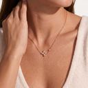 Rose Tone  Flower Blossom Pave Petal Necklace