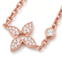 Rose Tone  Flower Blossom Pave Petal Necklace