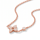 Rose Tone  Flower Blossom Pave Petal Necklace