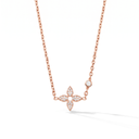 Rose Tone  Flower Blossom Pave Petal Necklace