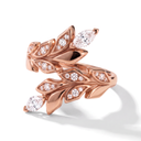 Rose Tone Vine Victoria Bypass Pavé Leaf Ring