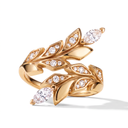 Rose Tone Vine Victoria Bypass Pavé Leaf Ring