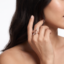 Rose Tone Vine Victoria Bypass Pavé Leaf Ring