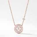 Rose Tone Blossom Pave Circle Necklace