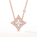 Rose Tone  Blossom Pave Star Necklace