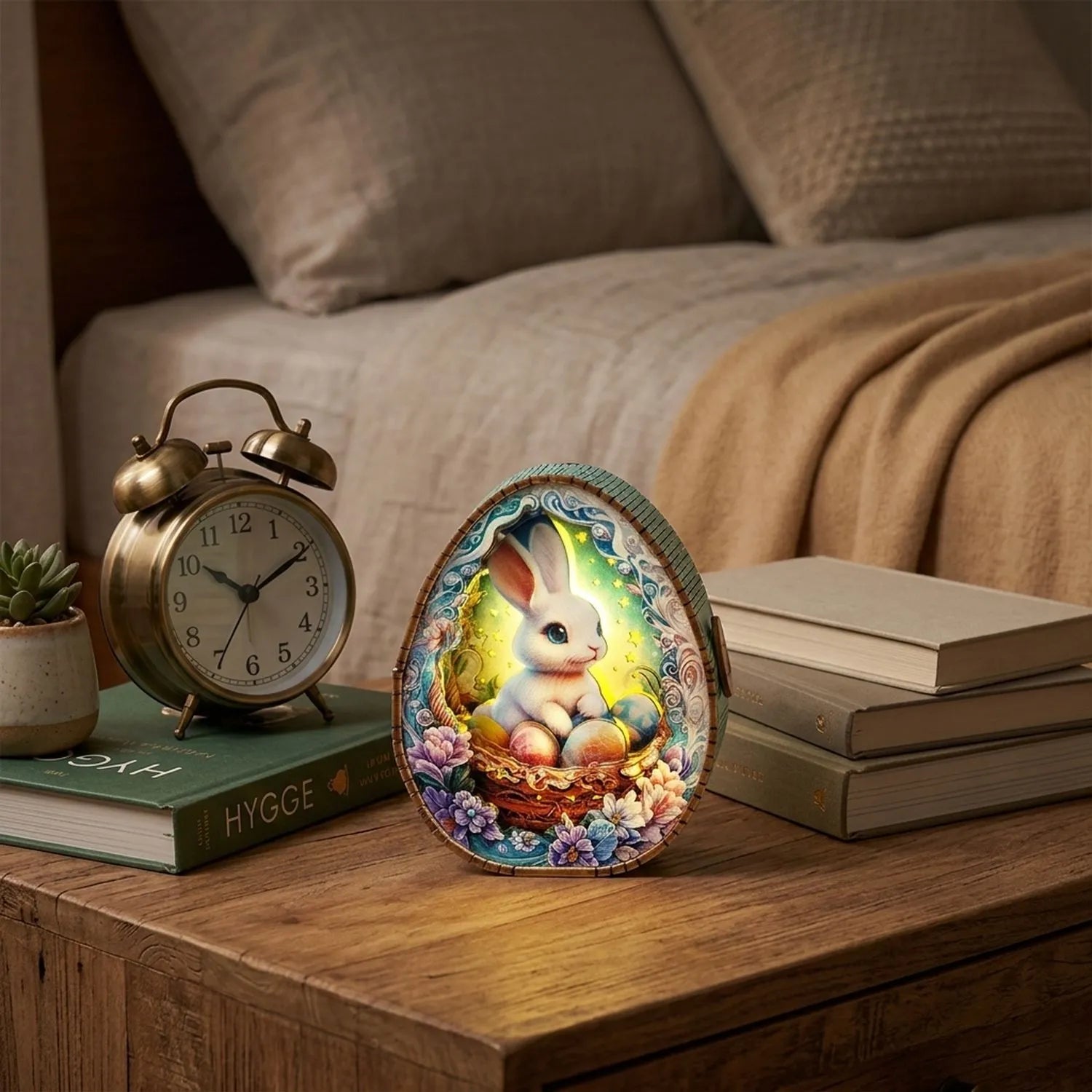 Wooden Easter Bunny Night Light Kit Spring Holiday Decorative Lamp