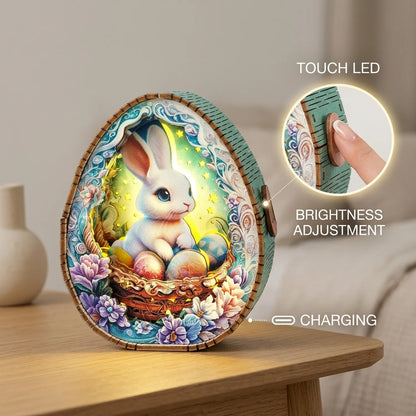 Wooden Easter Bunny Night Light Kit Spring Holiday Decorative Lamp