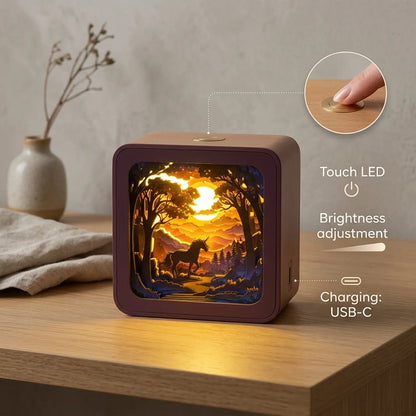 Wooden Forest Fantasy Unicorn Night Light Kit Magical Creature LED