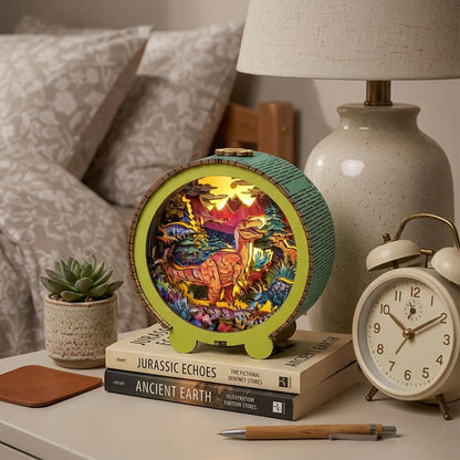 Wooden Dinosaur Park Night Light Kit Prehistoric Theme Kids Lamp