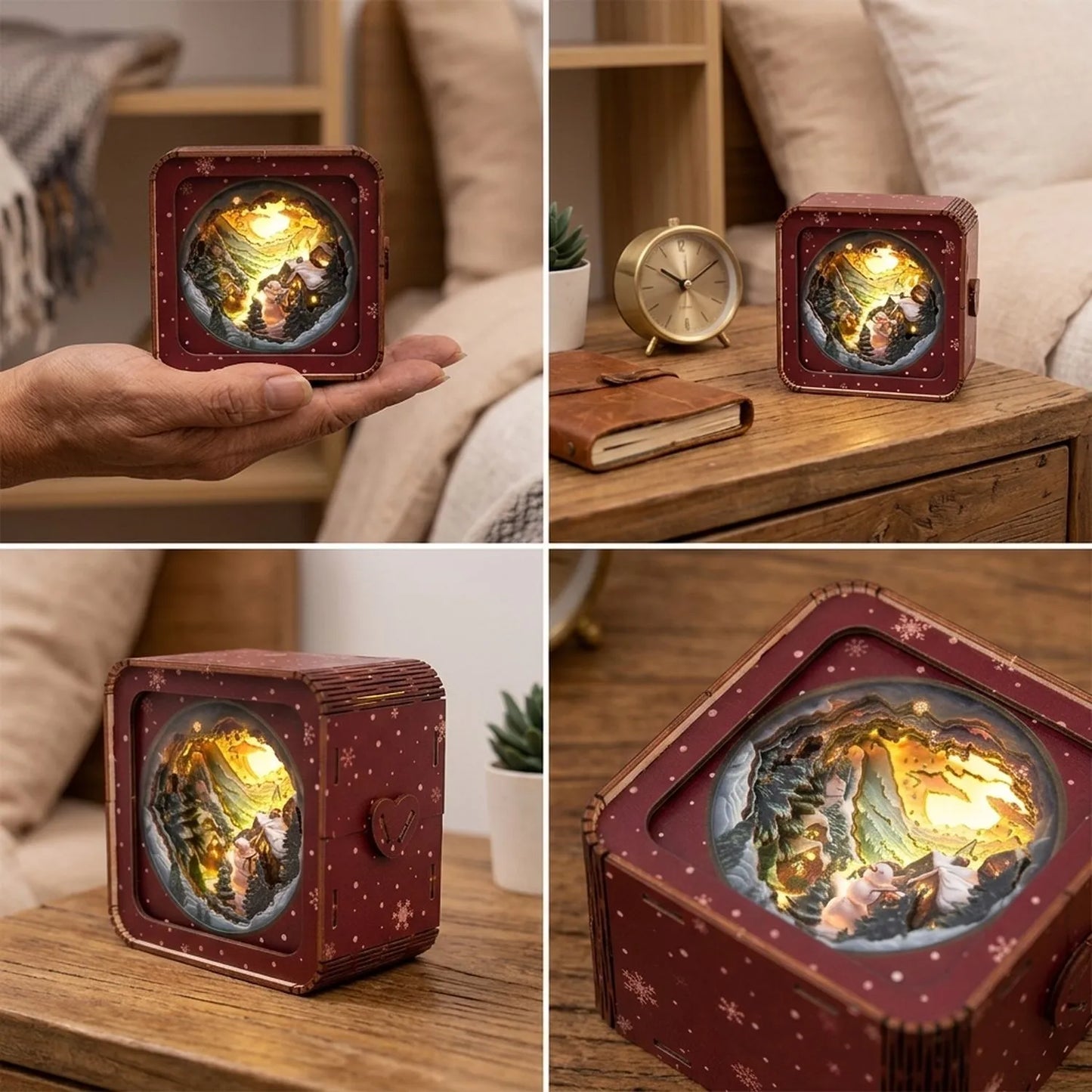 Wooden Winter Village Night Light Kit Snowy Landscape Holiday Lamp