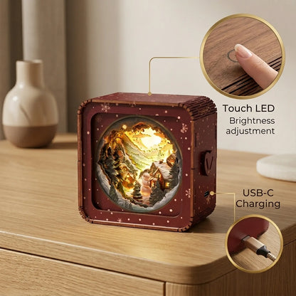 Wooden Winter Village Night Light Kit Snowy Landscape Holiday Lamp