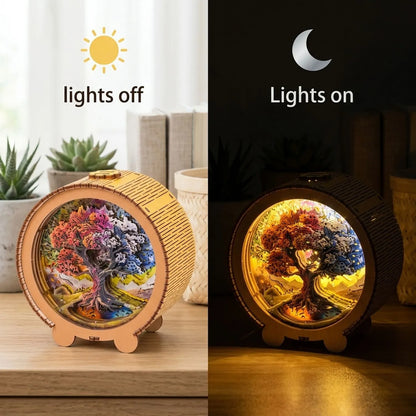 Wooden Tree of Life Night Light Kit Symbolic Spiritual Shadow Box