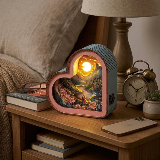 Wooden Love View Night Light Kit Romantic Landscape Bedroom Decor