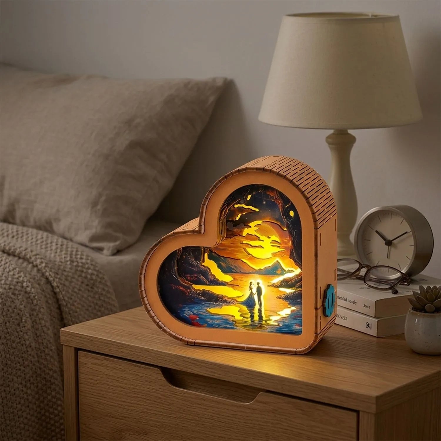Wooden Moonlit Fate Night Light Kit Fantasy Story Shadow Box LED