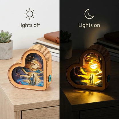 Wooden Moonlit Fate Night Light Kit Fantasy Story Shadow Box LED