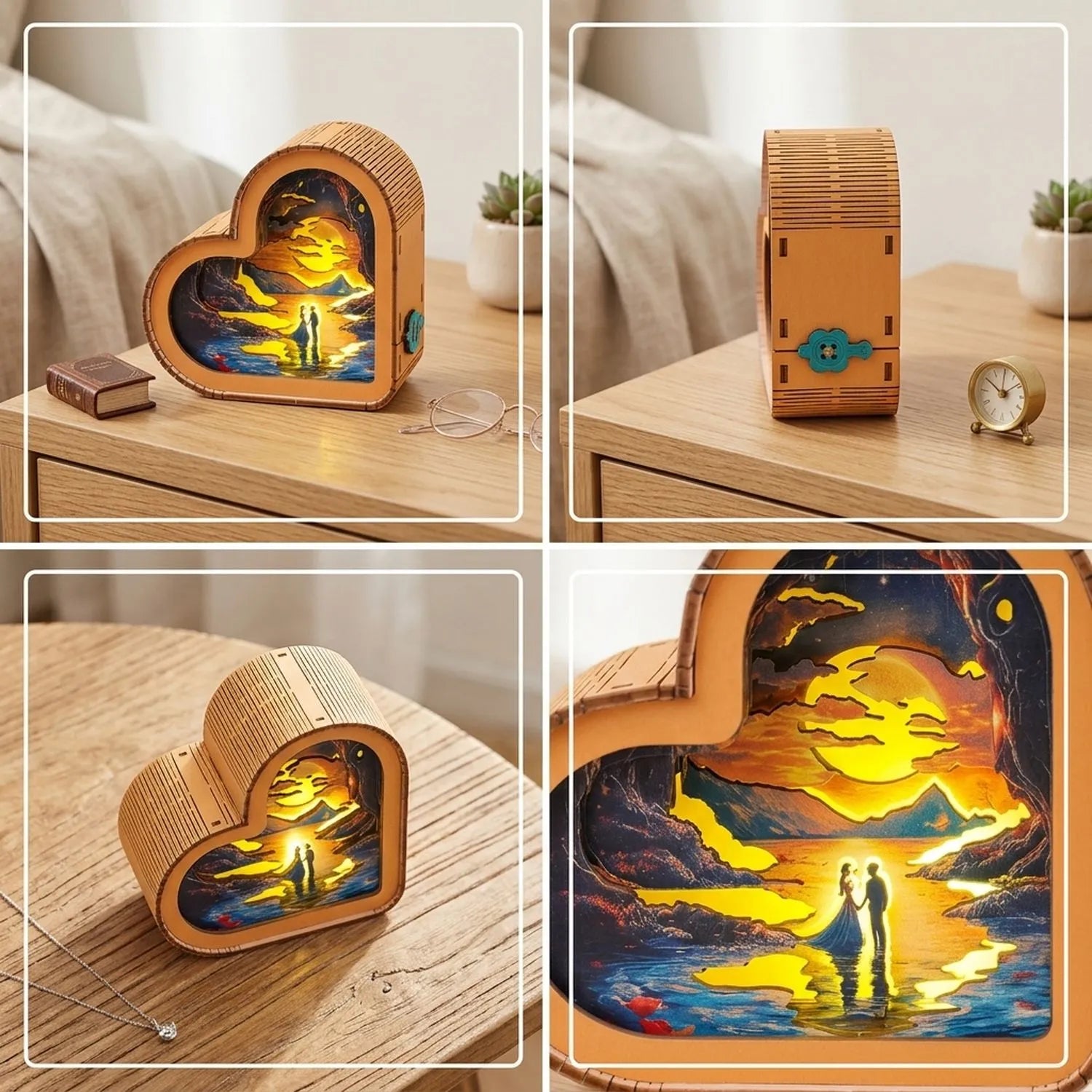 Wooden Moonlit Fate Night Light Kit Fantasy Story Shadow Box LED