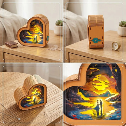 Wooden Moonlit Fate Night Light Kit Fantasy Story Shadow Box LED