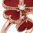 Sweet Alhambra Red Clover Dangle charm Ring