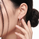 T Lock Rose Tone Pavé Hoop Earrings