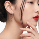 T Lock Rose Tone Pavé Hoop Earrings