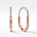 T Lock Rose Tone Pavé Hoop Earrings