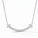 T Smile Paved Pendant Necklace