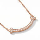 T Smile Paved Pendant Necklace