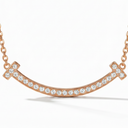 T Smile Paved Pendant Necklace