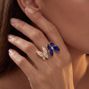 Turquoise And Diamond Two Butterfly Between The Finger Ring