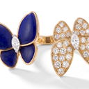 Turquoise And Diamond Two Butterfly Between The Finger Ring