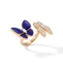 Turquoise And Diamond Two Butterfly Between The Finger Ring