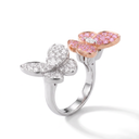 Two Butterfly Between the Finger Pavé Pink Sapphire And Diamond Ring