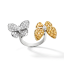 Two Butterfly Between the Finger Pavé Yellow Sapphire And Diamond Ring