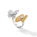 Two Butterfly Between the Finger Pavé Yellow Sapphire And Diamond Ring
