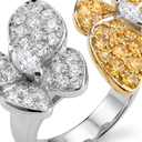 Two Butterfly Between the Finger Pavé Yellow Sapphire And Diamond Ring