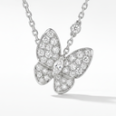Two Butterfly Paved Pendant Necklace