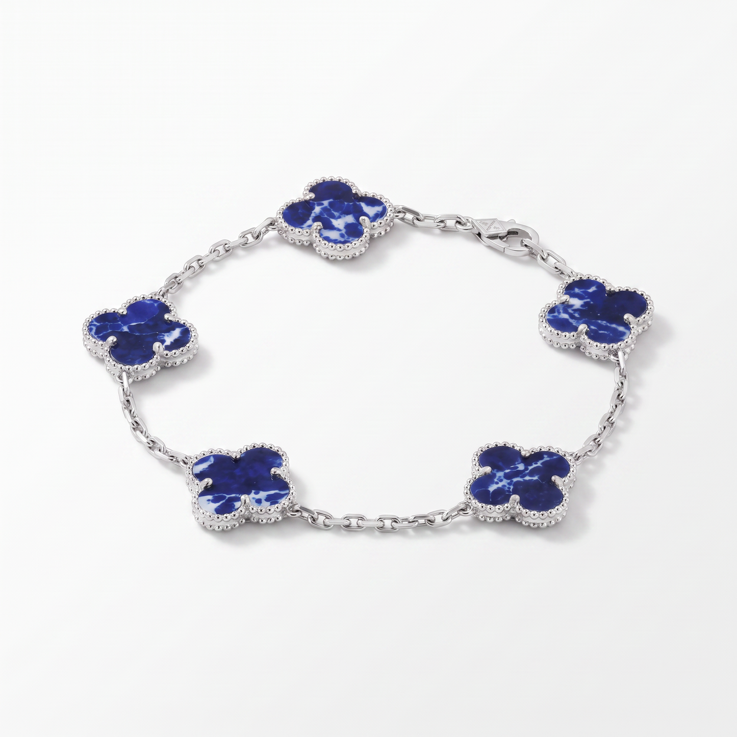 Vintage Alhambra 5 Motifs Pietersite Blue Clover Bracelet