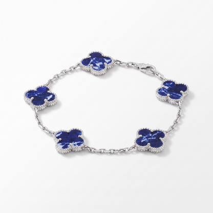 Vintage Alhambra 5 Motifs Pietersite Blue Clover Bracelet