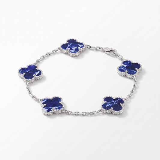 Vintage Alhambra 5 Motifs Pietersite Blue Clover Bracelet