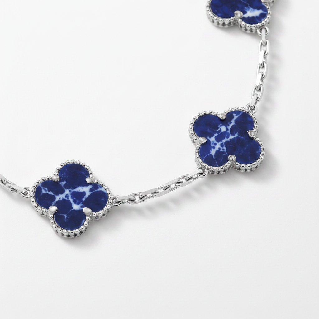 Vintage Alhambra 5 Motifs Pietersite Blue Clover Bracelet