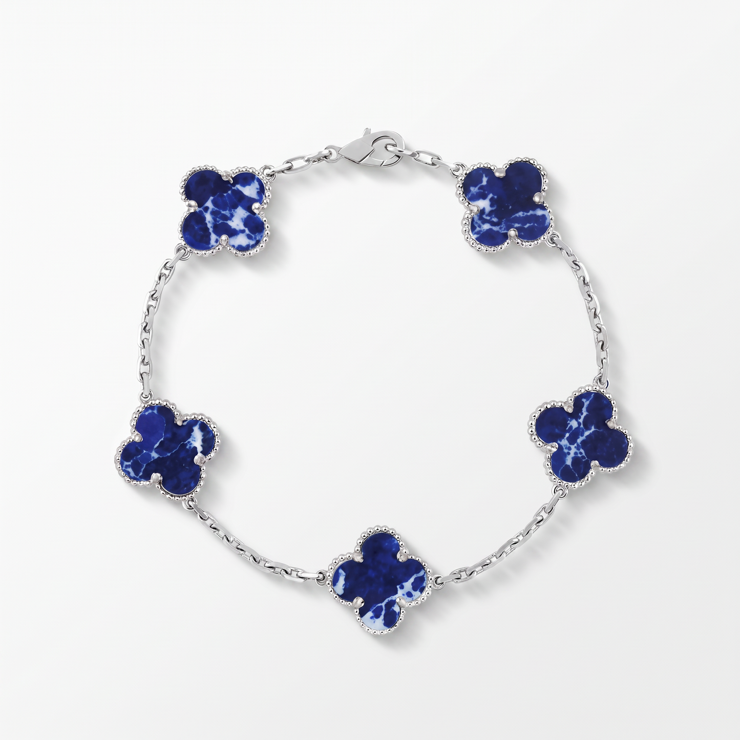 Vintage Alhambra 5 Motifs Pietersite Blue Clover Bracelet