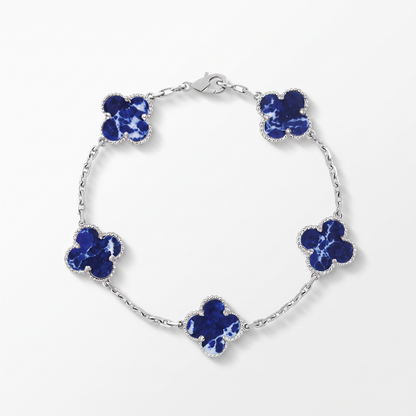 Vintage Alhambra 5 Motifs Pietersite Blue Clover Bracelet