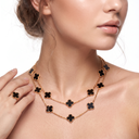 Vintage Alhambra Black Onyx 20 Motifs Long Necklace